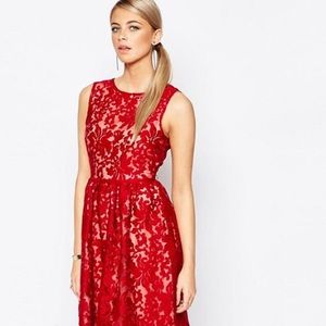 ASOS Embroidered Organza Plunge Back Midi Dress
